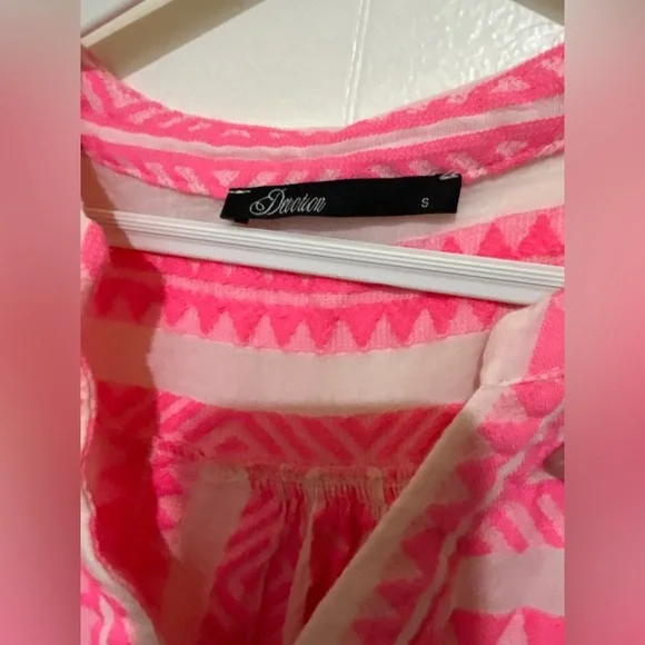 Anthropologie Pink Patterned Ling Sleeve Mini Dress - Picture 2 of 3